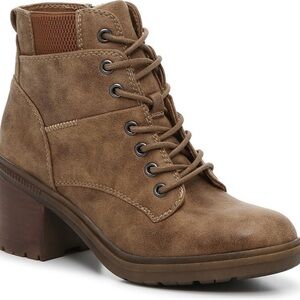 Crown Vintage Tan Combat Moto Boots Lace-Up